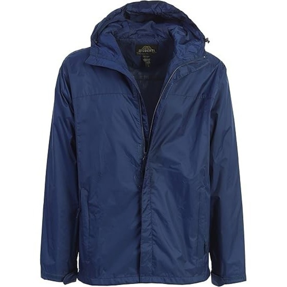 Men's Waterproof Rain Jacket With Mesh Lining and Carrying Bag‎ - Navy - Large